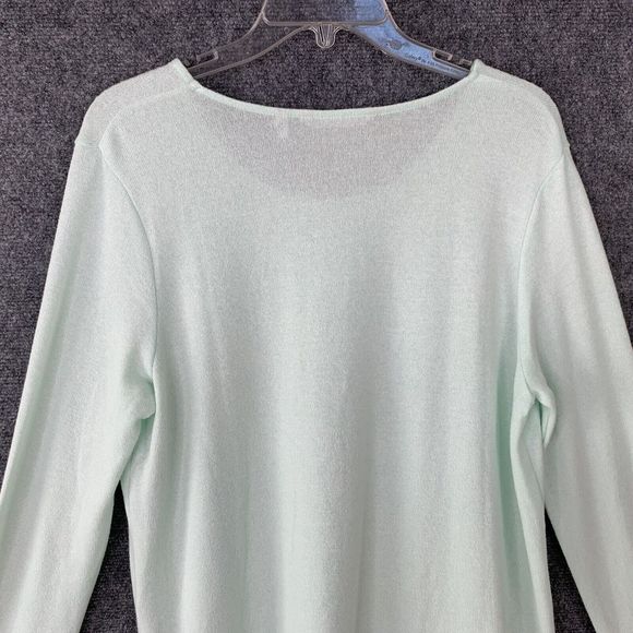 Soft Surroundings Tunic Top Sweater Women PL Crochet Hem Long Sleeve Mint Green - Picture 8 of 12